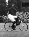 <p>The Prince proved he was fit as a fiddle while competing in a bicycle polo match at the age of 46 in August 1967. Photo: Getty Images.</p> 