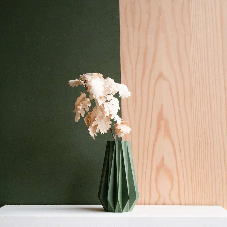 Vase origami vert émeraude