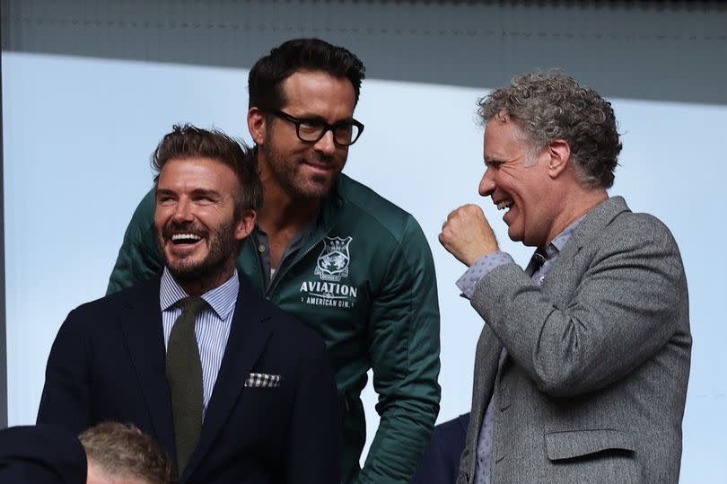 Ex-England captain David Beckham, Wrexham co-owner Ryan Reynolds and Hollywood actor Will Ferrell -Credit:Eddie Keogh - The FA/The FA via Getty Images