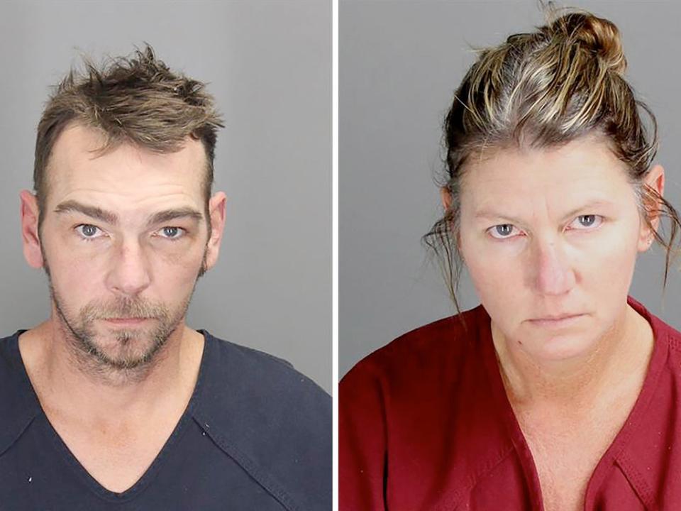 James and Jennifer Crumbley in mugshots following Saturday’s arrest (EPA)