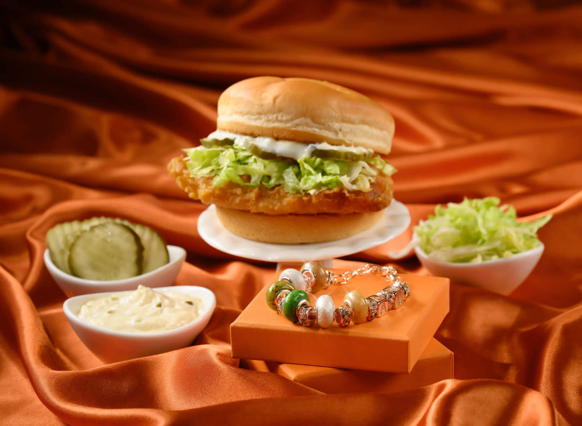 a&w quarter pound cod sandwich and bracelet