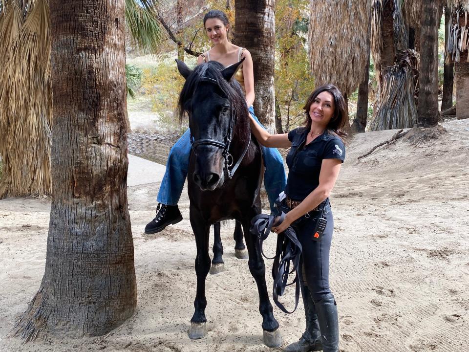 Margaret Qualley and horse trainer Carlotta Montanari