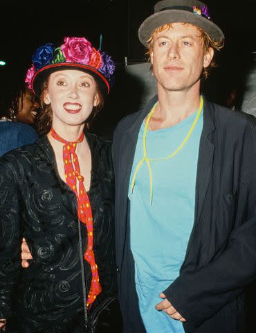 <p>Vinnie Zuffante/Getty </p> Shelley Duvall and Dan Gilroy attend a party at the City Restaurant in Los Angeles, California on October 3, 1989.