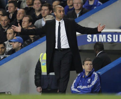 Chelsea manager Roberto Di Matteo during his side's match against Newcastle on May 2. He admits Chelsea's hopes of finishing in the Premier League's top four are in tatters after a sublime brace from Papiss Demba Cisse fired Newcastle to a 2-0 win