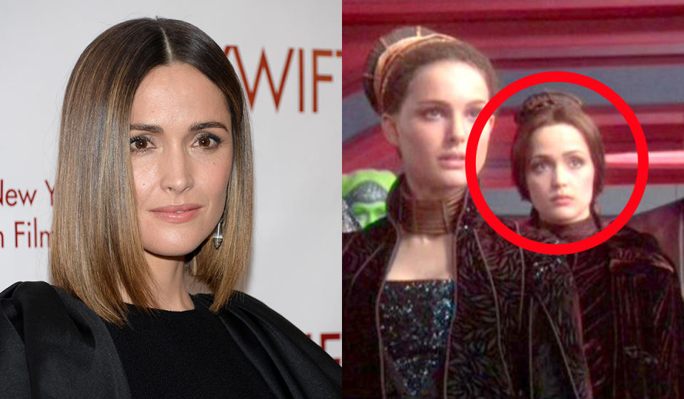 <p>Keira Knightley isn’t the only megastar to play handmaiden to Natalie Portman’s Padme. In ‘Episode II’, Aussie actress Rose Byrne of ‘Bridesmaids’ and ‘Bad Neighbours’ fame, played loyal servant Dorme in a few early scenes. </p>