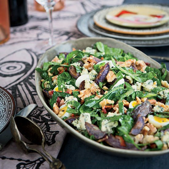 Collard Greens, Blue Potato, and Bacon Salad