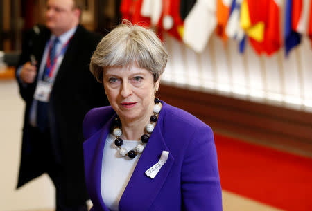 Britain's Prime Minister Theresa May leaves a European Union leaders summit in Brussels, Belgium, March 23, 2018. REUTERS/Francois Lenoir