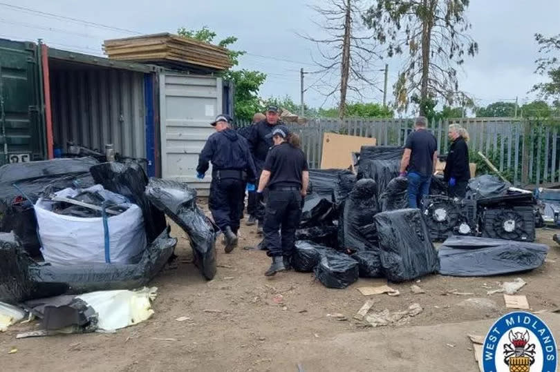 Police busted a chop shop after opening a container -Credit:WMP