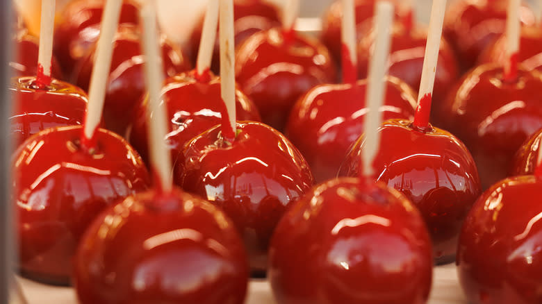 Candy apples with sticks