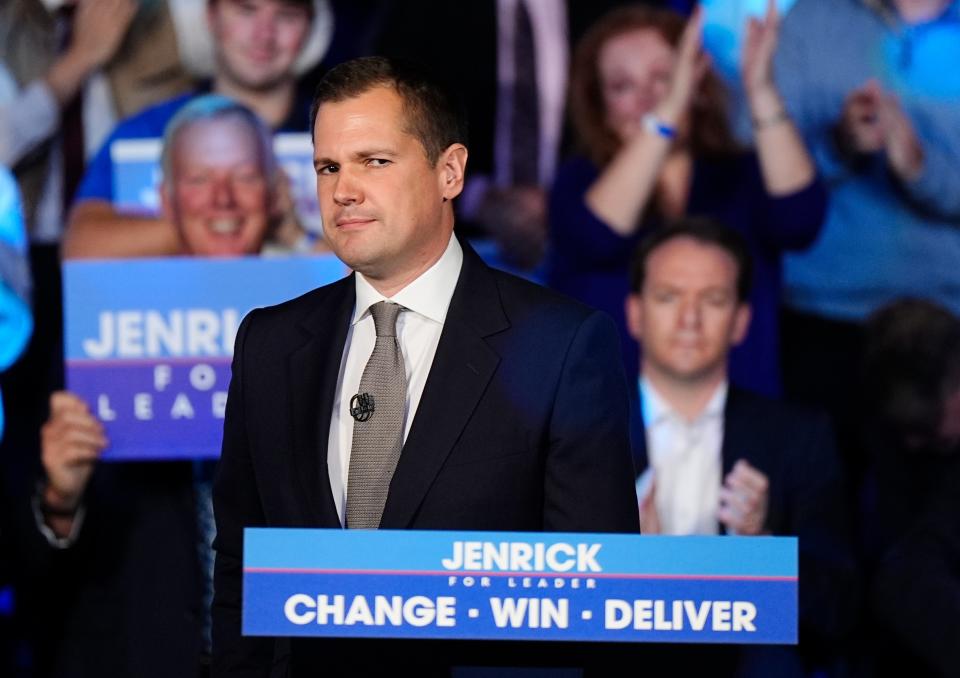 Robert Jenrick speaking at a Conservative Party leadership campaign event at the QEII Centre in Westminster (Aaron Chown/PA Wire)