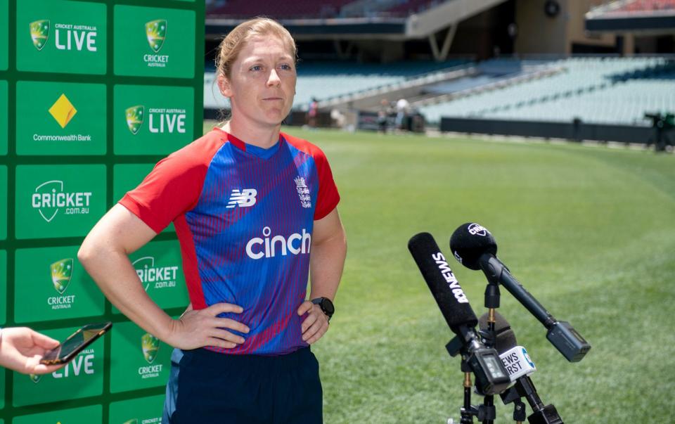 Heather Knight captain of England speaks to media during a media opportunity ahead of the 2022 Women's Ashes series at Adelaide Oval on January 19, 2022 in Adelaide, Australia - Getty Images 