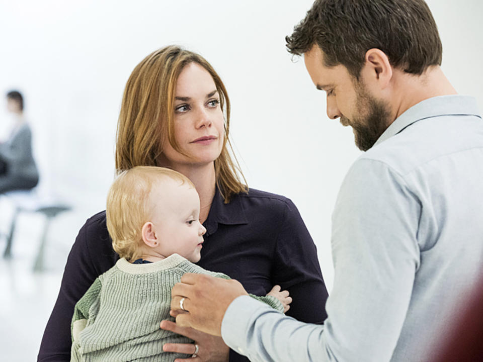 Joshua with The Affair costar Ruth Wilson, who is holding a baby