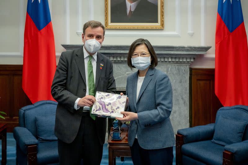 Taiwan President Tsai Ing-wen meets British Minister of State at the Department for International Trade Greg Hands in Taipei