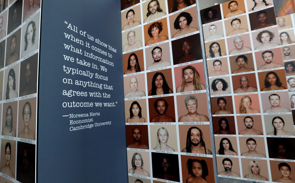 "The Bias Inside Us," organized by the Smithsonian Institution Traveling Exhibition Service, on display at the Weidner Center for the Performing Arts on Jan. 14, 2022, in Green Bay, Wis.