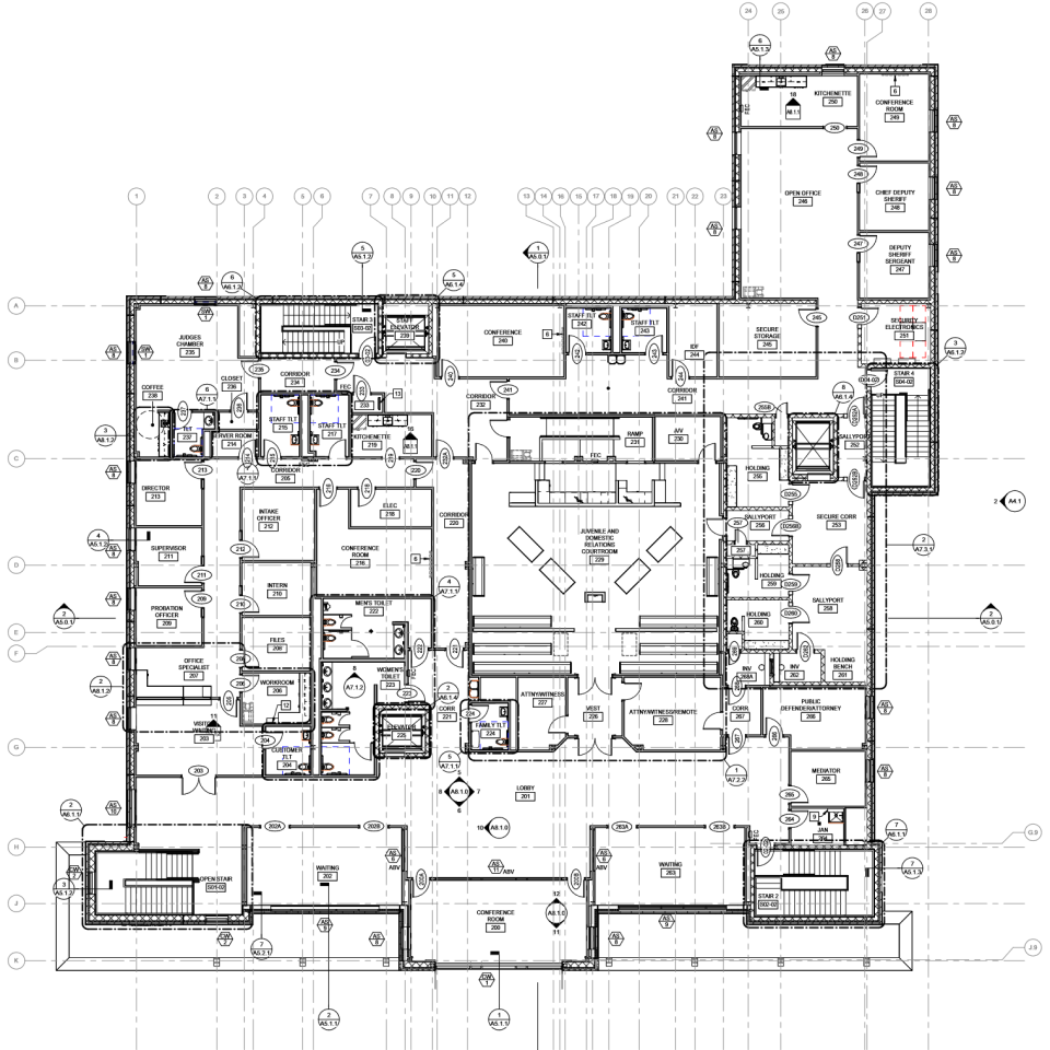 The courthouse's upstairs layout.