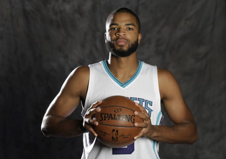 Aaron Harrison played five games for the Hornets this season. (AP)