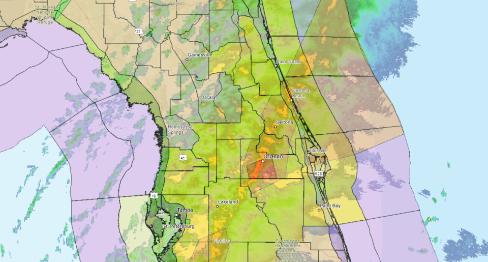 Radar from the National Weather Service shows severe storms making there way across Florida Tuesday, Jan. 9, 2024