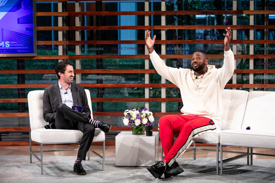 Martellus Bennett speaks to Yahoo Finance’s Dan Roberts at All Markets Summit: A World of Change on Sept. 20, 2018 in New York City. (Gino DePinto/Oath)