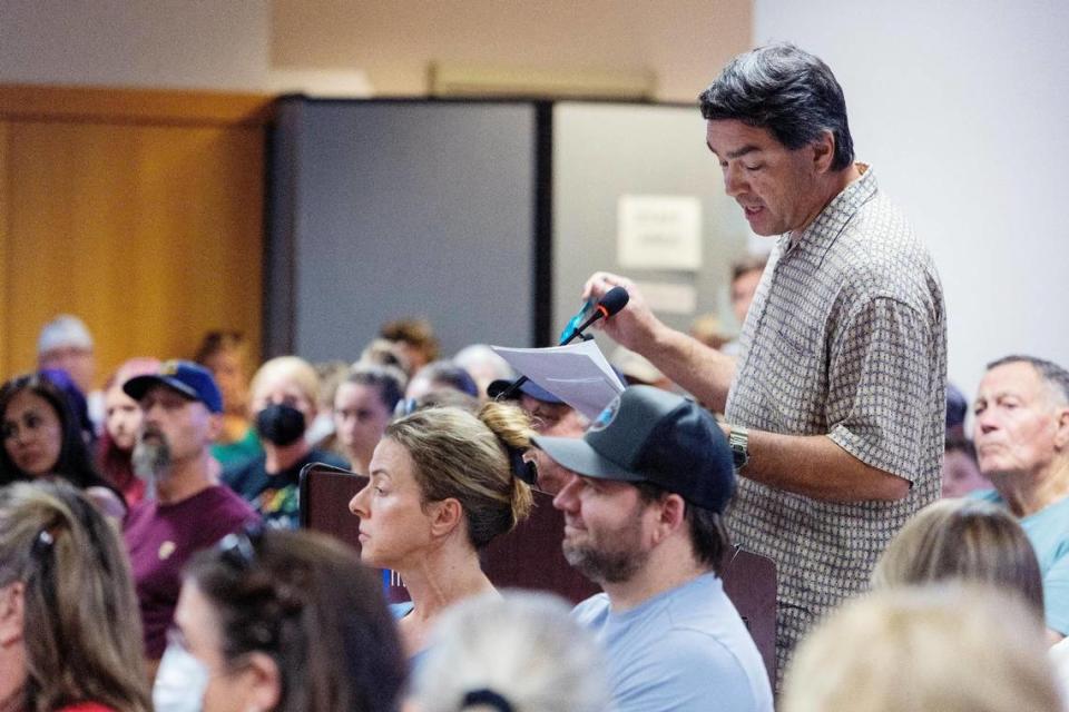 Mike Hon, a founding member of Concerned Citizens of Meridian, speaks during the public comment portion of the Meridian Library District’s board of trustees monthly meeting on Wednesday, Aug. 17, 2022. Hon and members of Concerned Citizens of Meridian spoke on the need to remove books from the children’s section of the library that contain depictions of sexual acts. Sarah A. Miller/smiller@idahostatesman.com