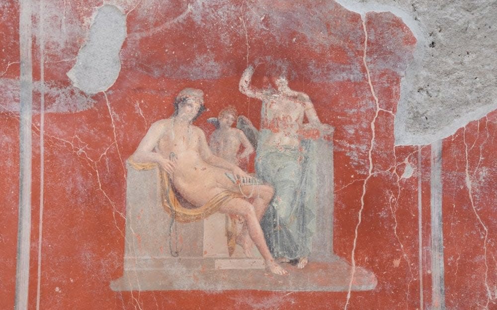 The inscription and frescoes came to light during a new phase of excavations at Pompeii - Pompeii