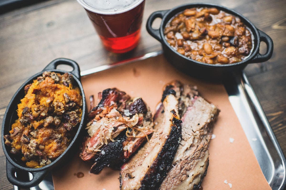 Mighty Quinn's brisket and pulled pork with sides
