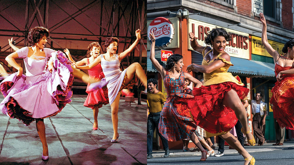 From left: Moreno (center) in 1961’s West Side Story; DeBose (center) in Steven Spielberg’s 2021 adaptation. - Credit: Courtesy Everett Collection; Niko Tavernise/Twentieth Century Fox Film Corporation