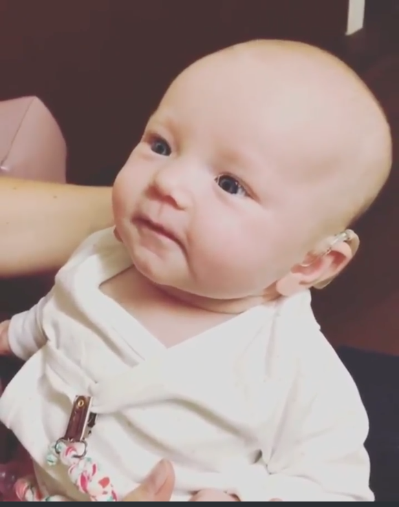 This is the incredible moment a baby hears her mother's voice for the first time. Photo: Jukin Media