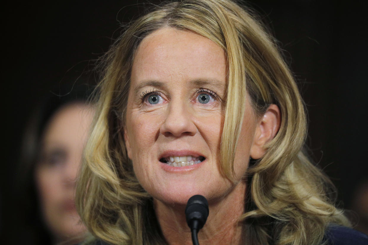 Christine Blasey Ford during her testimony against Brett Kavanaugh. (Photo: Getty Images)