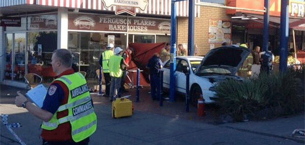 Car crashes into people sitting outside Lalor bakery. Photo: Twitter @_kate_osborn