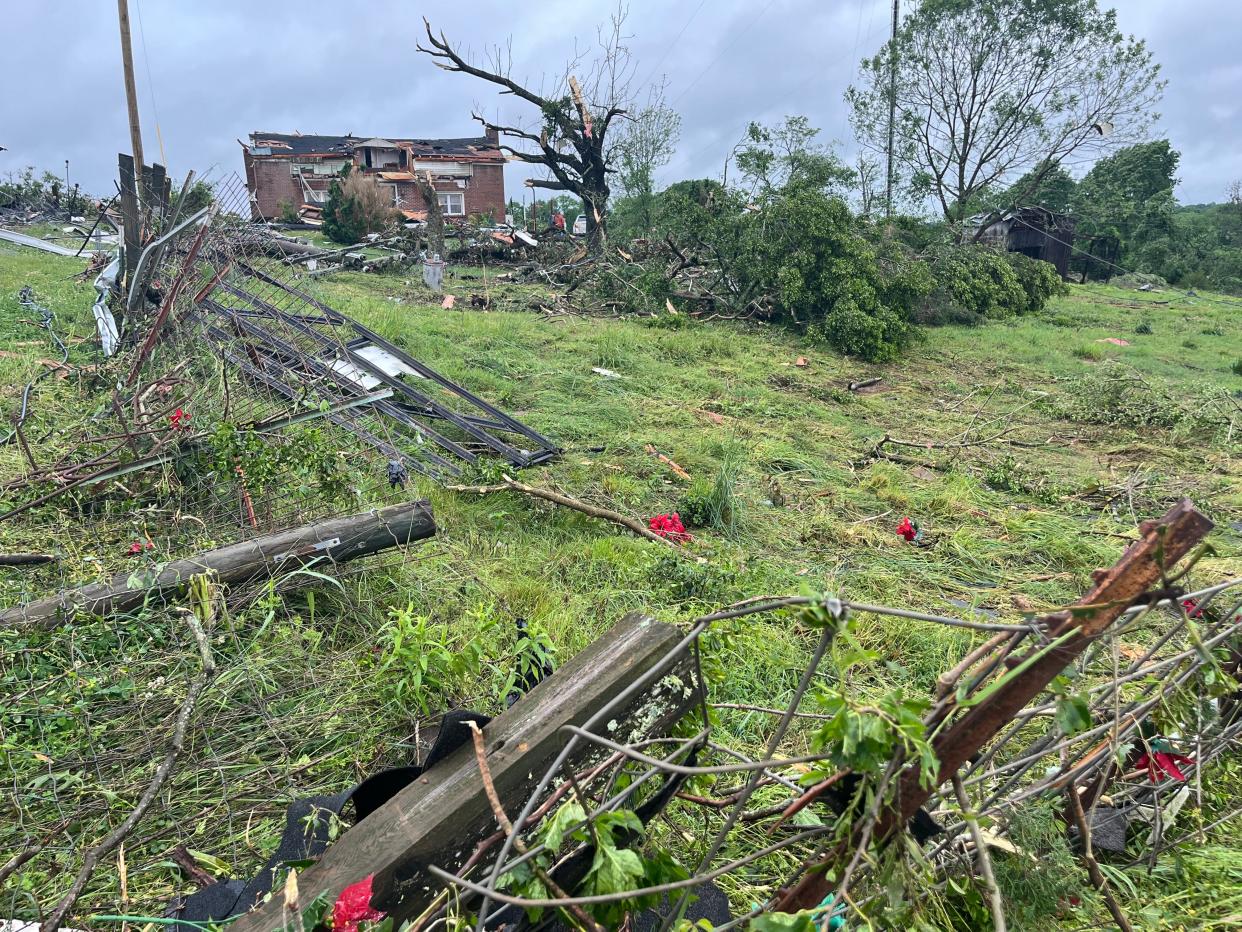 A house was almost destroyed by an EF-3 tornado on Cothran Road off Bear Creek Pike on Wednesday in Columbia, Tenn.