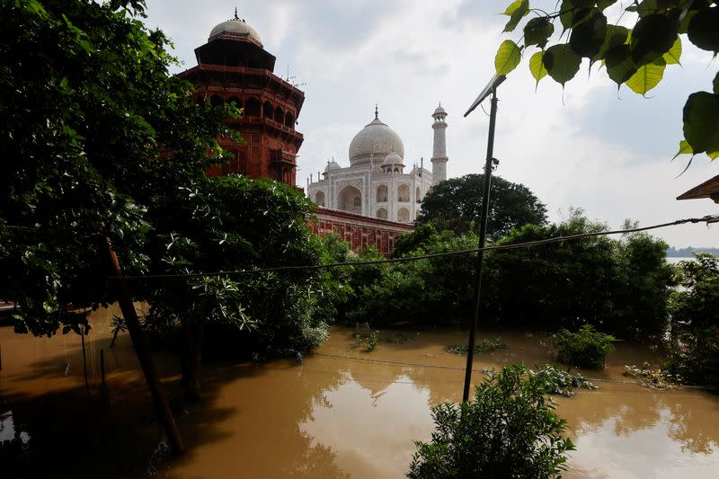 Aftermath of heavy monsoon rains in Agra