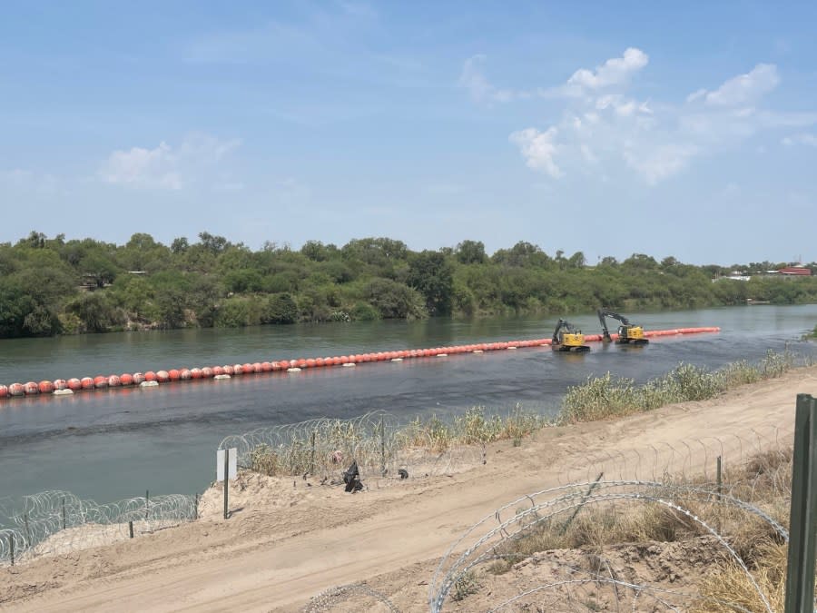 The State of Texas moved the buoys closer to the U.S. shoreline in late August after a survey found the string was mostly on Mexico’s side of the Rio Grande. (Sandra Sanchez/Border Report)