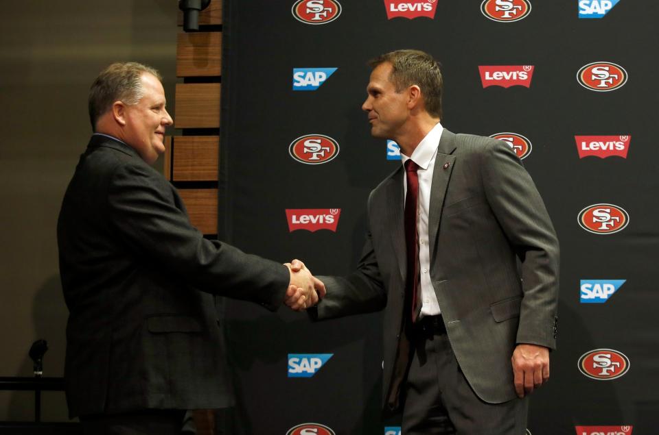 Trent Baalke welcomed Chip Kelly in January, the 49ers third coach in three years (Getty Images)