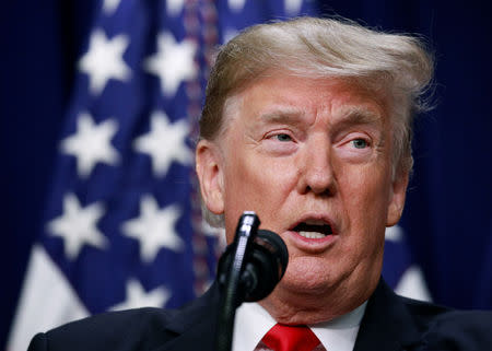 U.S. President Donald Trump speaks during a signing ceremony for H.R. 2, the "Agriculture Improvement Act of 2018" in Washington, U.S., December 20, 2018. REUTERS/Jim Young