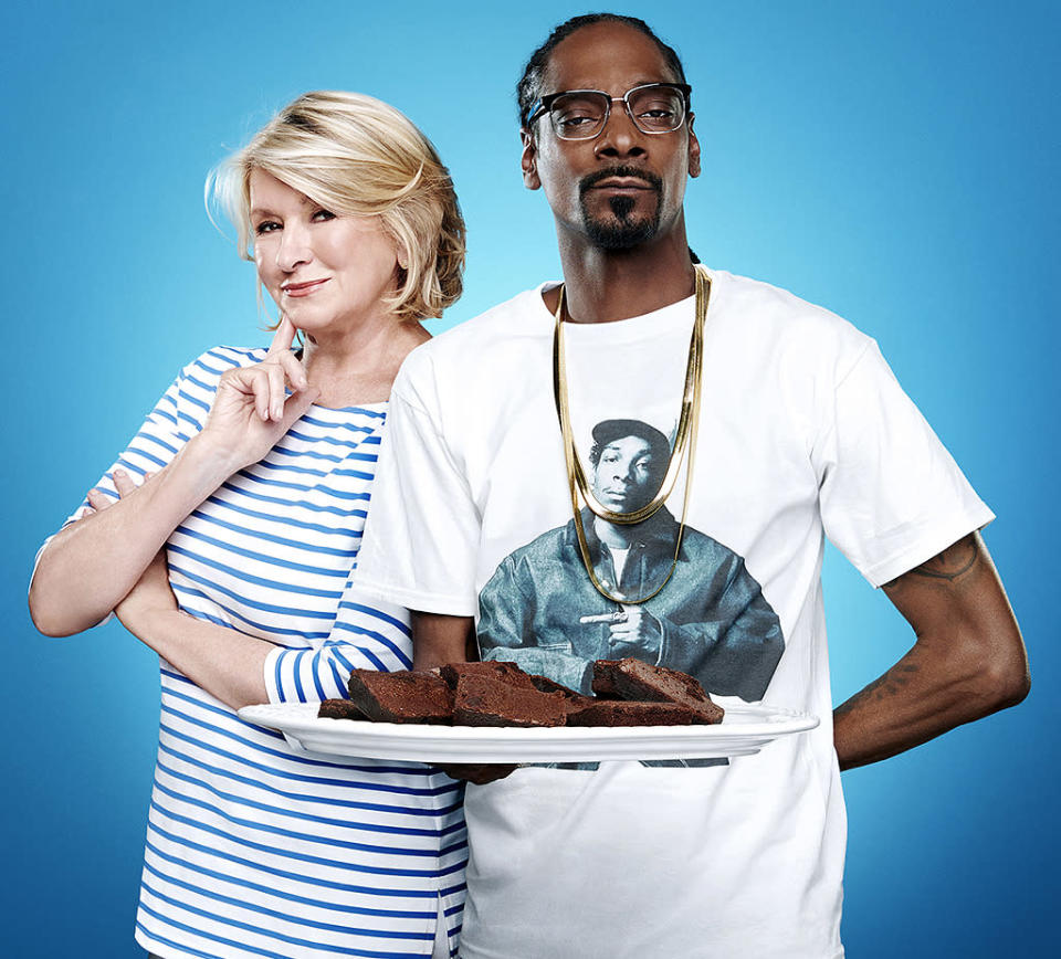 <p>Someone has to prepare Thanksgiving dinner, right? Who better for the job than the unlikely co-hosts of VH1’s <i>Martha & Snoop’s Potluck Dinner Party</i>? Not only can they cook, but they are downright entertaining. We’ll assign Martha the task of being in charge of the turkey and all of the traditional fixings. Not that the rapper isn’t capable, but we’re just thinking Snoop might be better at whipping up some different edibles. (Photo: VH1) </p>