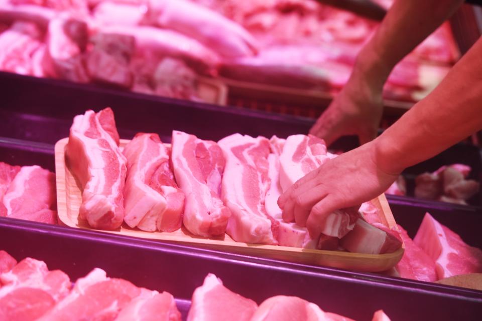 Pork is readied for sale 