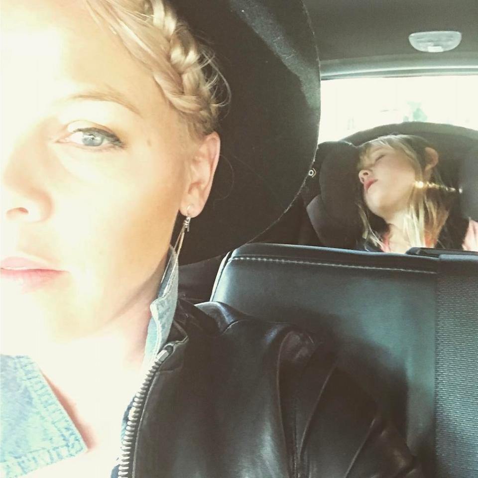 <p><span>The singer shared some mommy realness with this pic of herself and daughter Willow passed out in the backseat of the car: “Somebody was super excited to go to the ballgame last night #dodgers #pirates #osunawontheshoegame #donttakeafourmontholdtoabaseballgame #veggiedogs.” (Photo: <a rel="nofollow noopener" href="https://www.instagram.com/p/BT4TZTdFimm/?taken-by=pink" target="_blank" data-ylk="slk:Pink via Instagram;elm:context_link;itc:0;sec:content-canvas" class="link ">Pink via Instagram</a>)</span><br></p> 