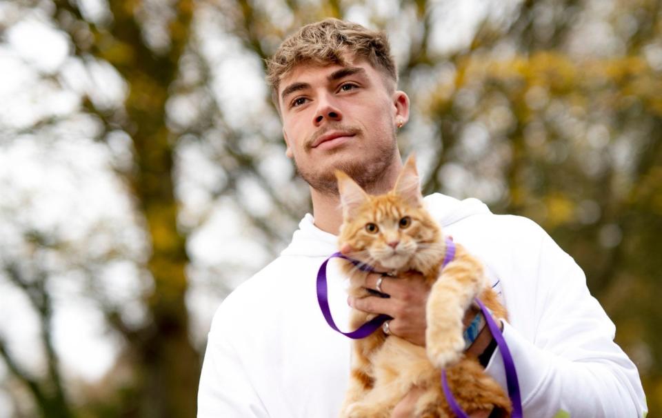 Ollie Hassell-Collins, rugby player. Ollie out walking one of his three cats - Exclusive Ollie Hassell-Collins interview: 'I try to be a bit different and try to be a bit out there' - GEOFF PUGH