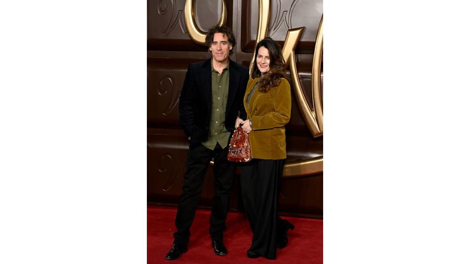 Stephen Mangan and Louise Delamere attend the Warner Bros. Pictures World Premiere of "Wonka" at The Royal Festival Hall on November 28, 2023 in London, England