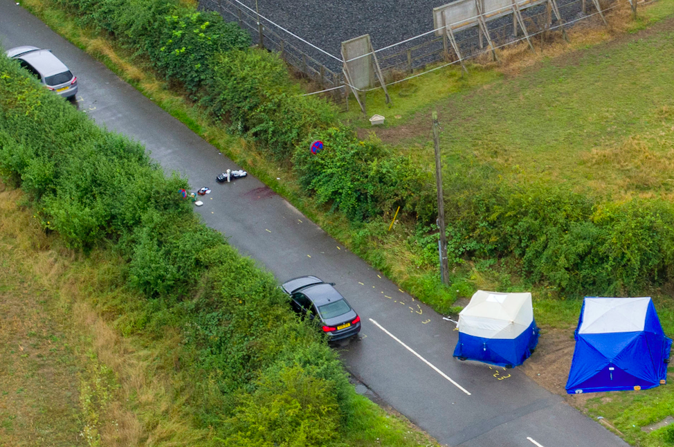 Aerial view of the scene at Ufton Lane, near Sulhamstead, Berkshire, where Pc Andrew Harper was killed in the line of duty. (PA)