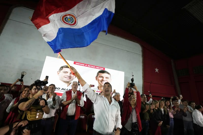 2024巴拉圭總統大選：表態維持與我國邦交的執政黨「紅黨」候選人潘尼亞（Santiago Pena）（AP）