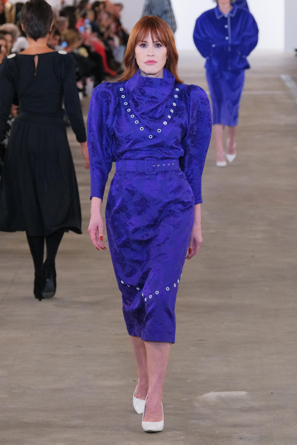 Molly Ringwald on the runway at Batsheva RTW Fall 2024 as part of New York Ready to Wear Fashion Week held at the Starrett-Lehigh Building on February 13, 2024 in New York, New York. (Photo by Rodin Banica/WWD via Getty Images)