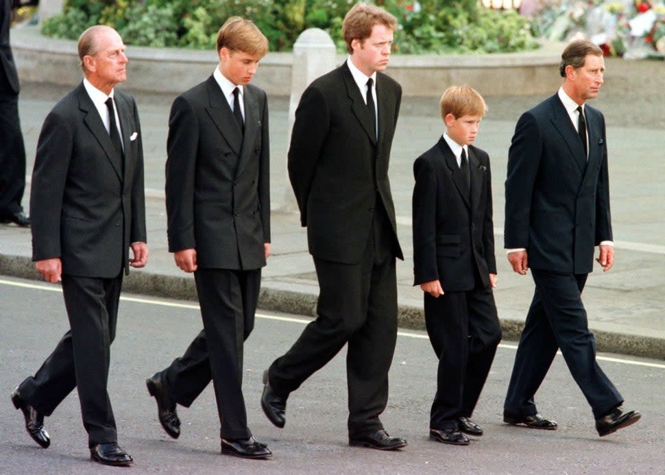 Royals at Princess Diana's 1997 funeral