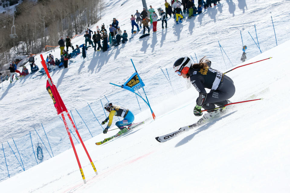 Emelie Wikstroem of Sweden, Coralie Frasse Sombet of France compete during the Audi FIS Alpine Ski World Cup Finals Nation Team Event on March 17, 2017 in Aspen, Colorado. Alexis Boichard/Agence Zoom—Getty Images