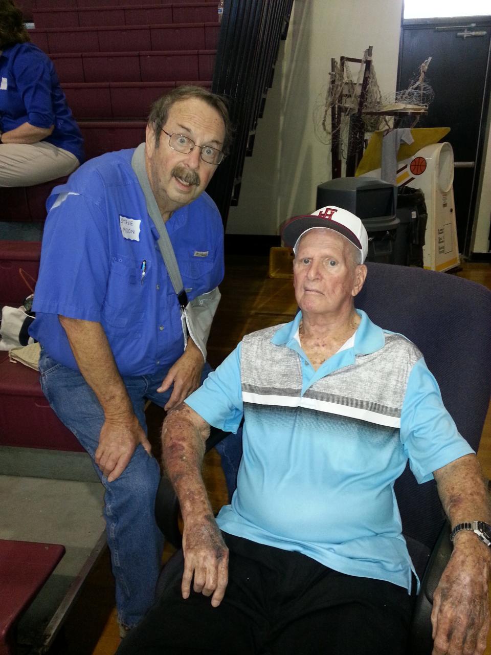 Steve Moon with Bob Albertson at Albertson's 90th birthday party at Florida High's gym.