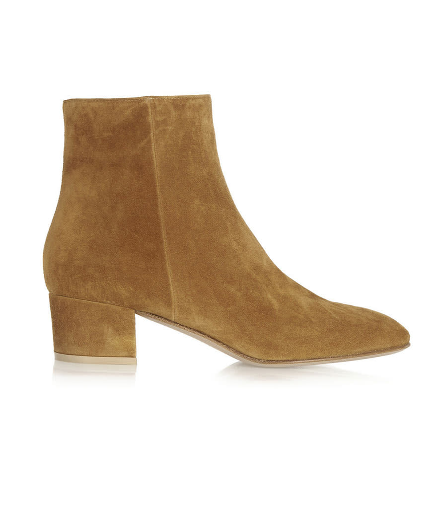 <p>Gianvito Rossi Suede Ankle Boots, $950, <a href="http://www.net-a-porter.com/us/en/product/496501/gianvito_rossi/suede-ankle-boots" rel="nofollow noopener" target="_blank" data-ylk="slk:net-a-porter.com;elm:context_link;itc:0;sec:content-canvas" class="link ">net-a-porter.com</a></p>