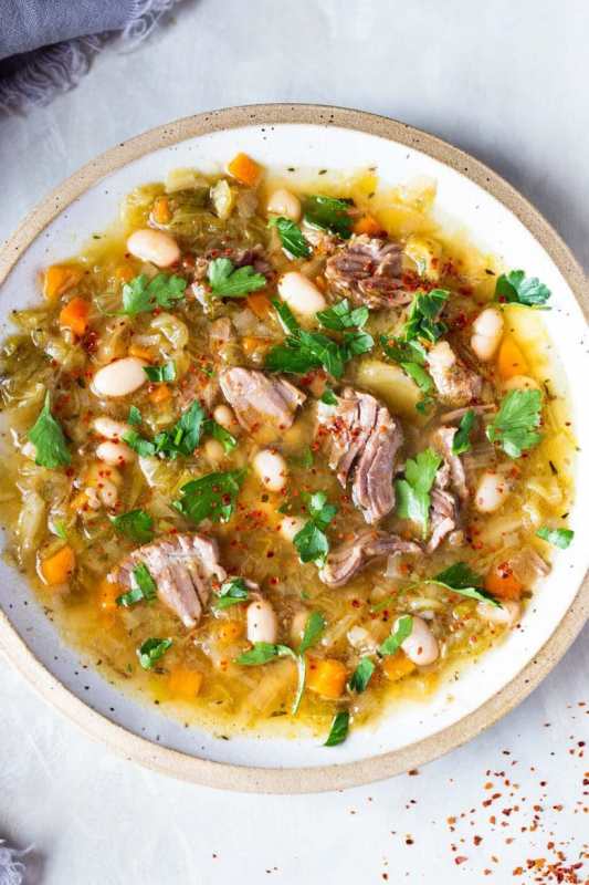<p>Feasting at Home</p><p>A simple recipe for brothy leek, lamb and cabbage soup–a delicious, soul-warming soup that can be made in an Instant Pot!</p><p><strong>Get the recipe: <a href="https://www.feastingathome.com/brothy-leek-lamb-and-cabbage-soup/" rel="nofollow noopener" target="_blank" data-ylk="slk:Brothy Leek, Lamb and Cabbage Soup;elm:context_link;itc:0;sec:content-canvas" class="link "><em>Brothy Leek, Lamb and Cabbage Soup</em></a></strong></p>
