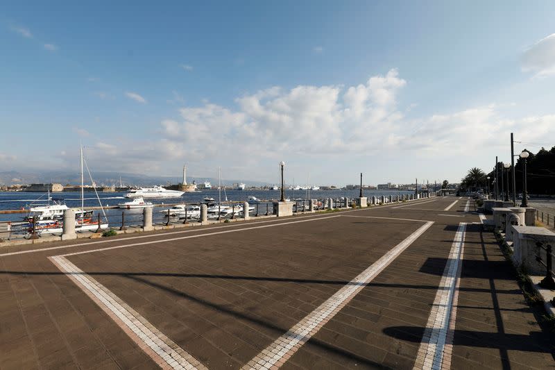 FILE PHOTO: A empty view of an area near to the port in the Sicilian city of Messina