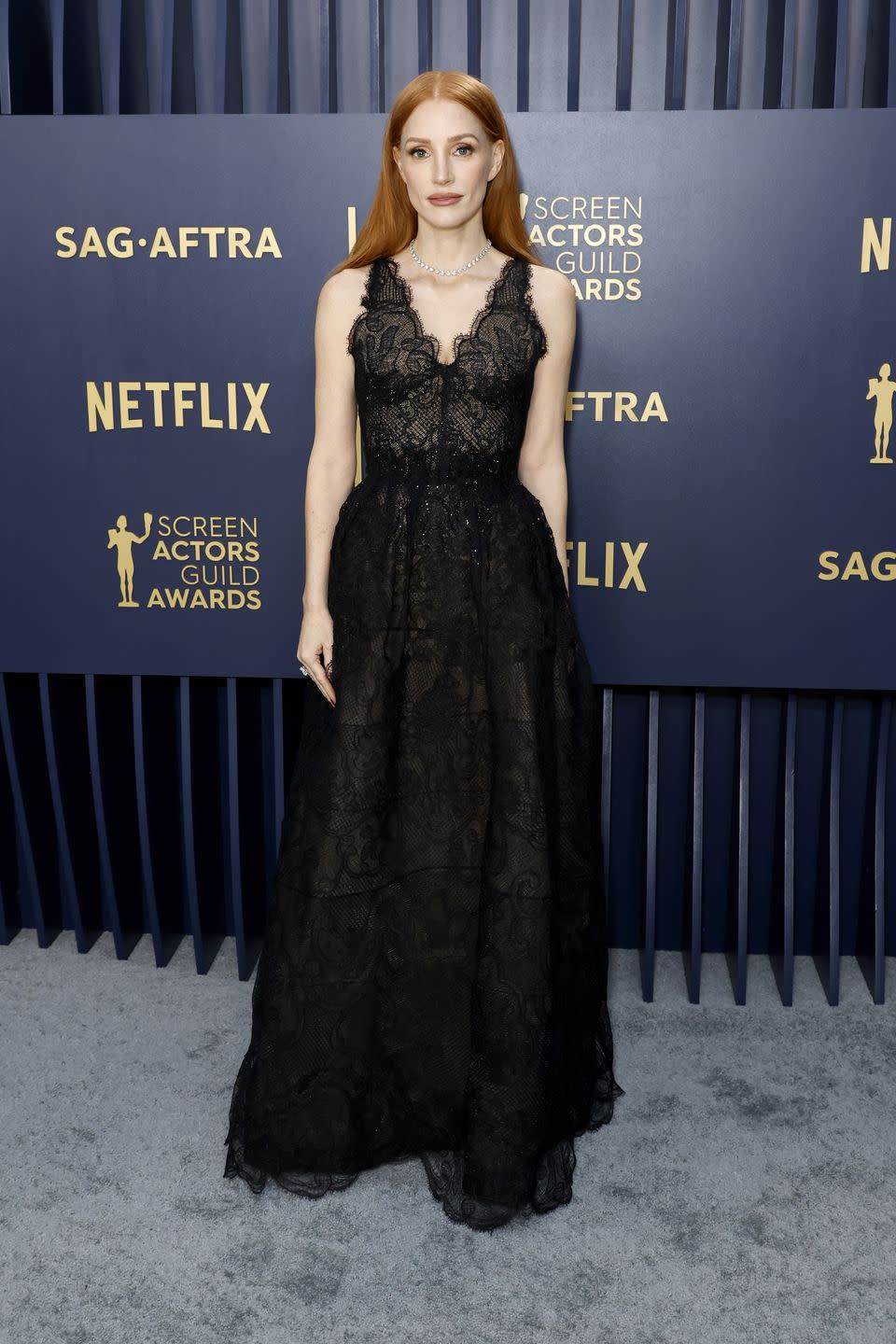 los angeles, california february 24 jessica chastain attends the 30th annual screen actors guild awards at shrine auditorium and expo hall on february 24, 2024 in los angeles, california photo by frazer harrisongetty images