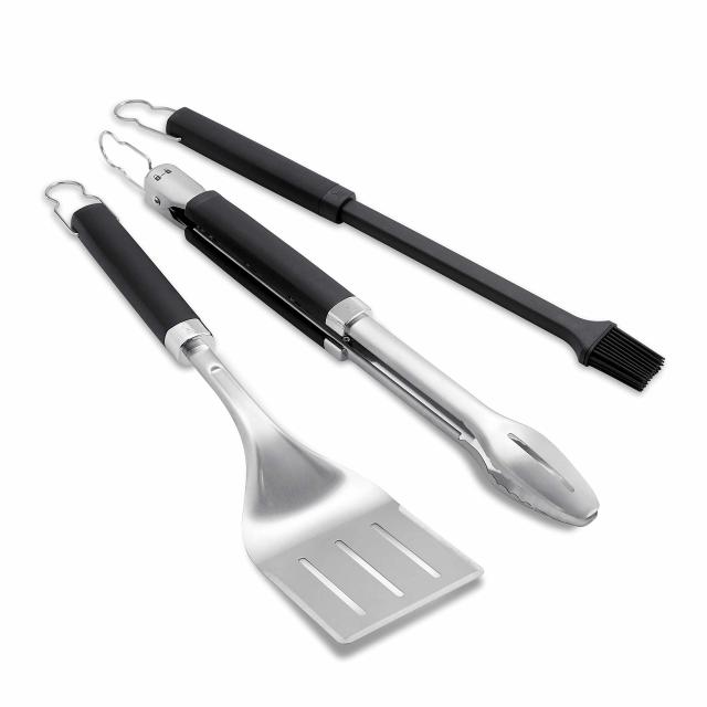 Pure Grill 4-Piece Stainless Steel BBQ Tool Utensil Set with Meat Fork,  Spatula, Tongs, and Basting Brush